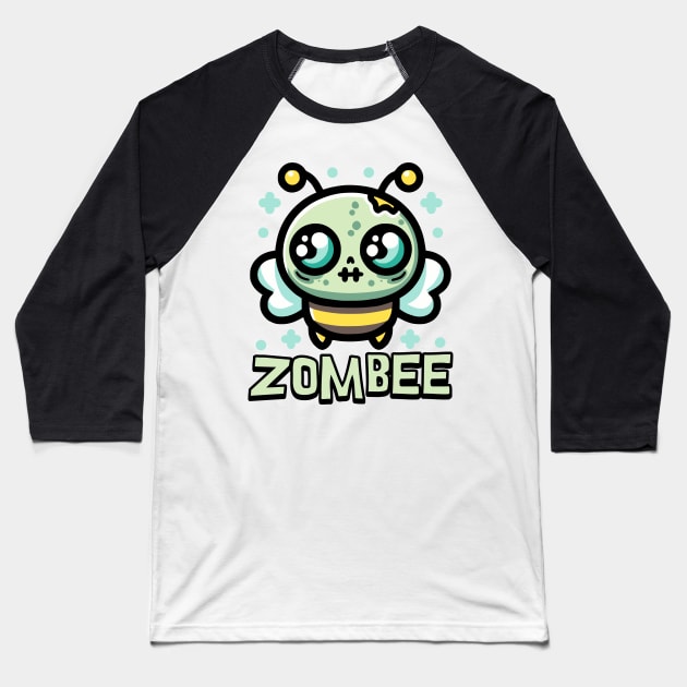 Zombee! Cute Zombie Bee Pun Baseball T-Shirt by Cute And Punny